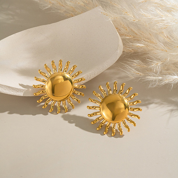 Серьги-гвоздики из нержавеющей стали в форме подсолнуха