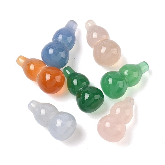 Природных бисера агат, бусины без отверстий , окрашенная и подогревом, 3d в форме тыквы