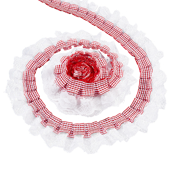 Tartan Pattern Polyester Ruffled Trimming, for Doll Clothes, Lolita Costume Accessories