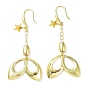 Rack Plating Brass Star & Horse Eye Dnagle Earrings, Long Drop Earrings, Long-Lasting Plated