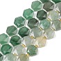 Естественный зеленый авантюрин бисер нитей, с бисером, граненый шестиугольный разрез, шестиугольник