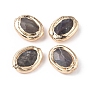 Природные лабрадорита бисер, с позолоченным латунным краем, граненые, овальные