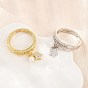 Brass Micro Pave Cubic Zirconia Finger Rings for Women, Star, with ABS Imitation Pearl, Cadmium Free & Lead Free, Rack Plating