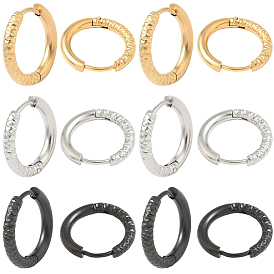 24 шт. 3 цвета 303 серьги-кольца из нержавеющей стали с текстурой для женщин, с 316 штифтами для сережек