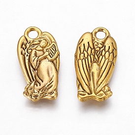 Tibetan Style Alloy Pendants, Archangel Pendants, Angel, Lead Free & Cadmium Free, 22.5x11x2.5mm, Hole: 2.5mm