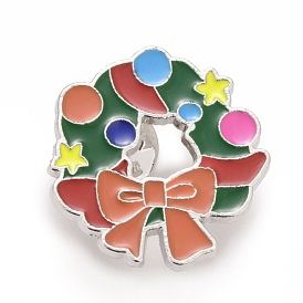 Christmas Wreath Enamel Pin, Alloy Badge for Backpack Clothes, Platinum