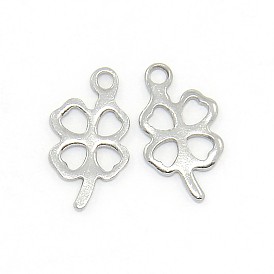 304 Stainless Steel Clover Pendants, 12x7x1mm, Hole: 1mm