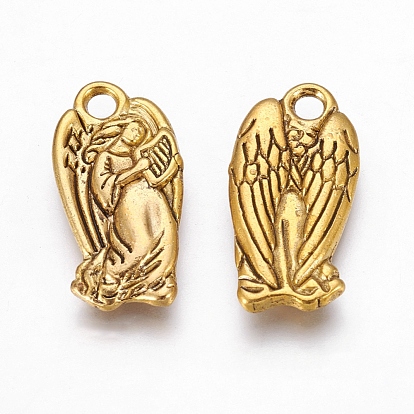 Tibetan Style Alloy Pendants, Archangel Pendants, Angel, Lead Free & Cadmium Free, 22.5x11x2.5mm, Hole: 2.5mm