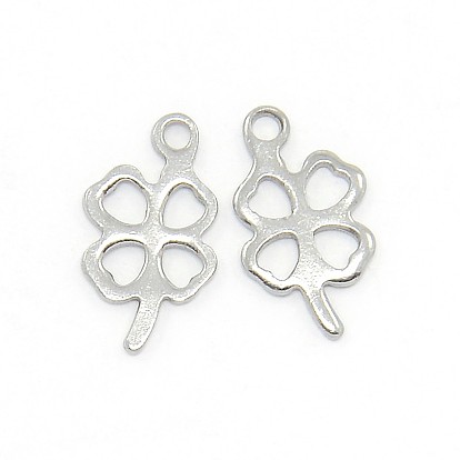 304 Stahl-Klee-Anhänger Edelstahl, 12x7x1 mm, Bohrung: 1 mm