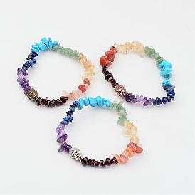 Chakra natürliche Ausdehnung Edelstein Perlen Armbänder, mit tibetischen Stil Buddha-Perlen
