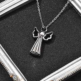 304 Stainless Steel Angel Urn Ashes Necklaces, Cable Chain Necklaces for Women