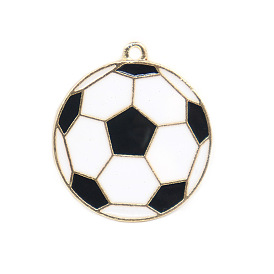 Alloy Enamel Pendants, Light Gold, Football Charm