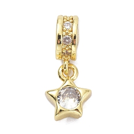 Brass Clear Cubic Zirconia Pendants, Star