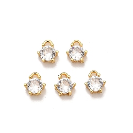 Латунные микро проложить кубического циркония подвески, плоские круглые прелести, ионное покрытие (ip)