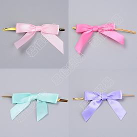 80 piezas 4 colores lazos de cinta de embalaje de poliéster, arcos de regalo, con bridas de alambre de hierro, para decoración de papel de regalo de bricolaje, decoración de fiesta de dulces de boda, mariposa