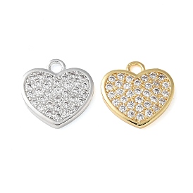Латунные микро проложить кубического циркония прелести, сердце, без кадмия и без свинца, долговечный, стойки покрытие