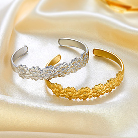 304 женские браслеты-манжеты из нержавеющей стали, цветок