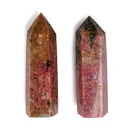 Natural Rhodonite Home Decorations, Display Decoration, Healing Stone Wands, for Reiki Chakra Meditation Therapy Decos, Hexagon Prism