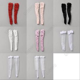 Gomakerer 16 paires 8 couleurs tissu poupée dentelle résille chaussettes longues, pour la décoration de poupée