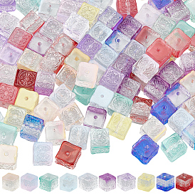 100 шт 10 цвета прозрачные стеклянные бусины, кубические