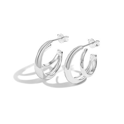 S925 Sterling Silver Stud Earrings, Split Earrings, with S925 Stamp
