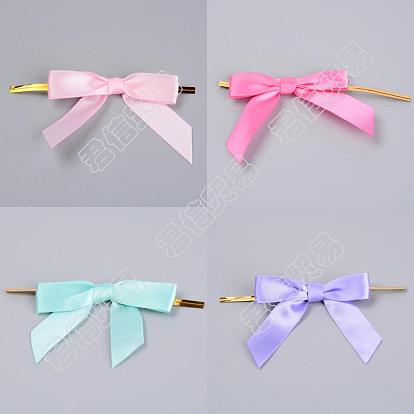 80 piezas 4 colores lazos de cinta de embalaje de poliéster, arcos de regalo, con bridas de alambre de hierro, para decoración de papel de regalo de bricolaje, decoración de fiesta de dulces de boda, mariposa