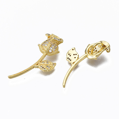 Messing micro pave klare zirkonia anhänger, echt 16 k vergoldet, Nickel frei, Blume
