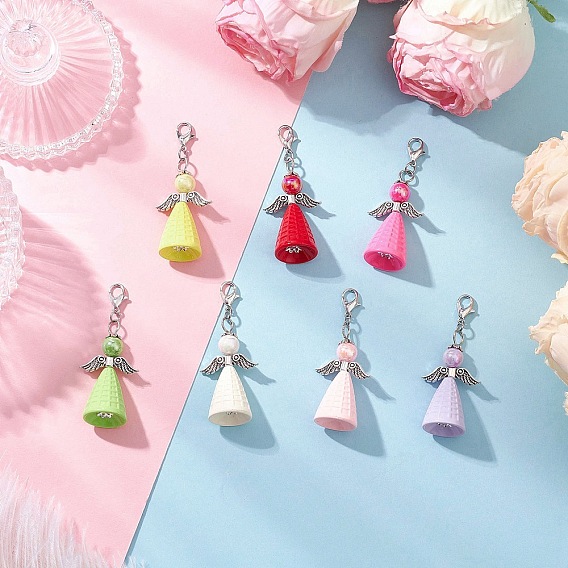 Акриловые подвесные украшения ангела, с цинковым сплавом застежками омаров коготь