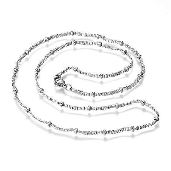 304 Stainless Steel Mesh Necklaces, with Lobster Claw Clasps