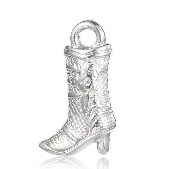 Carved CCB Plastic Pendants, Boots, 18x11x5mm, Hole: 2mm