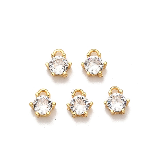 Латунные микро проложить кубического циркония подвески, плоские круглые прелести, ионное покрытие (ip)