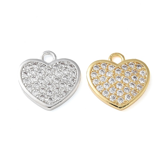 Латунные микро проложить кубического циркония прелести, сердце, без кадмия и без свинца, долговечный, стойки покрытие