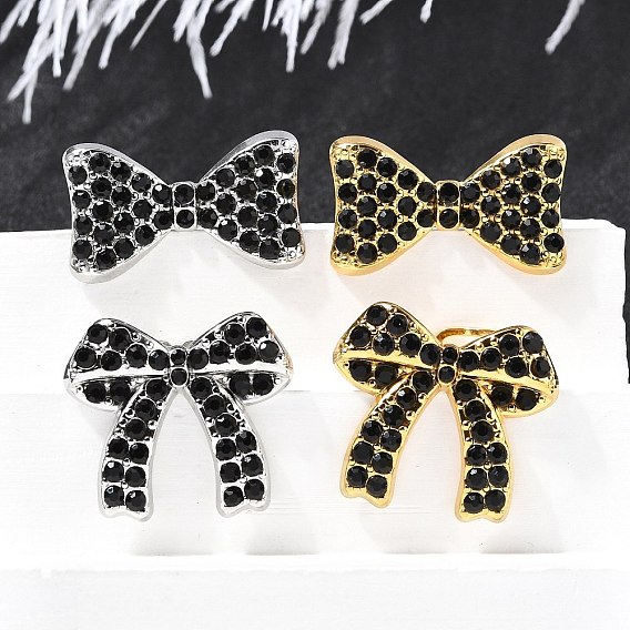 304 открытые манжеты из нержавеющей стали для женщин, со стразами, ионное покрытие (ip), бантом