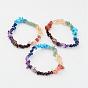 Chakra Natural Gemstone Beaded Stretch Bracelets, with Tibetan Style Buddha Beads