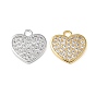 Латунные микро проложить кубического циркония прелести, сердце, без кадмия и без свинца, долговечный, стойки покрытие