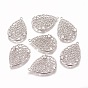 Brass Micro Pave Cubic Zirconia Pendants, Filigree Findings, Nickel Free, Drop