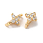 Brass Pave Clear Cubic Zirconia Slide Charms, Flower