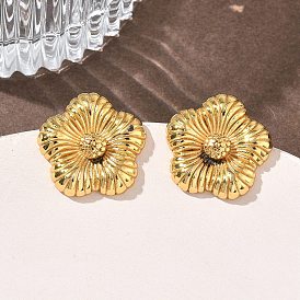 304 серьги-гвоздики из нержавеющей стали для женщин, цветок, ионное покрытие (ip)