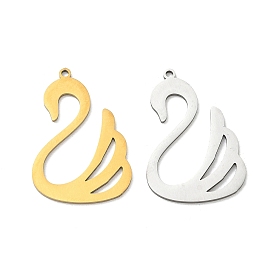Pendentifs en acier inoxydable, charmes de cygne, Coupe au laser