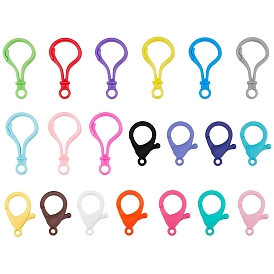 Gorgecraft Plastic Clasp Set, with Opaque Solid Color Bulb Shaped Plastic Push Gate Snap Keychain Clasp Findings and Lobster Claw Clasps