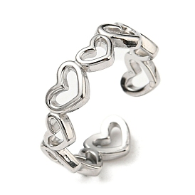 304 Stainless Steel Cuff Rings, Open Rings, Hollow Heart Ring for Women