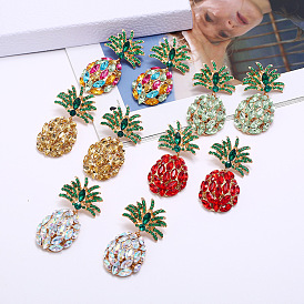 Sparkling Pineapple Earrings with Colorful Gems - Luxe, Creative and Fashionable Jewelry for Women