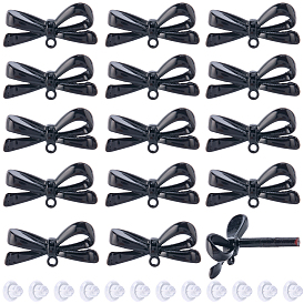 Фурнитура для серег-гвоздиков из окрашенного сплава, бантом, с петлей и пластиковыми ушными гайками