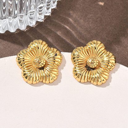 304 серьги-гвоздики из нержавеющей стали для женщин, цветок, ионное покрытие (ip)