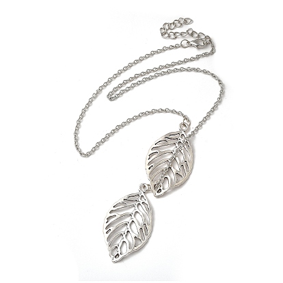 Simples collares Lariat aleación hoja huecos, 16.5 pulgada