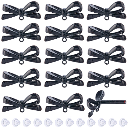 Фурнитура для серег-гвоздиков из окрашенного сплава, бантом, с петлей и пластиковыми ушными гайками