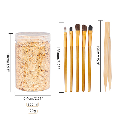 Olycraft DIY Gilding Crafting Tool Kits, with Foil Paper for Arts, Bamboo Nonslip Anti-Static Pointed Tip Tweezer and Artificial Fiber Horse Hair Eye Brush Set