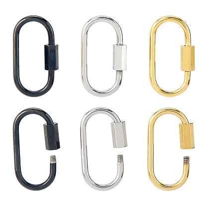 6 шт. 3 цвета 304 подвески-замки с винтовым карабином из нержавеющей стали, для изготовления ожерелий, быстрые ссылки, овальные