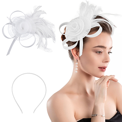 Аксессуары для волос из полиэстера и перьев, с железными аллигаторными заколками для волос