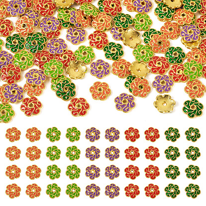 200шт 5 цвета сплав эмалированные колпачки для бусин, цветок